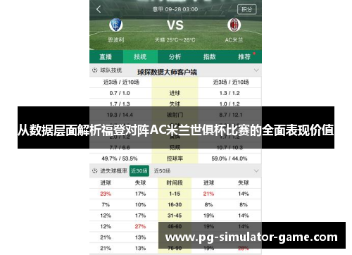 从数据层面解析福登对阵AC米兰世俱杯比赛的全面表现价值